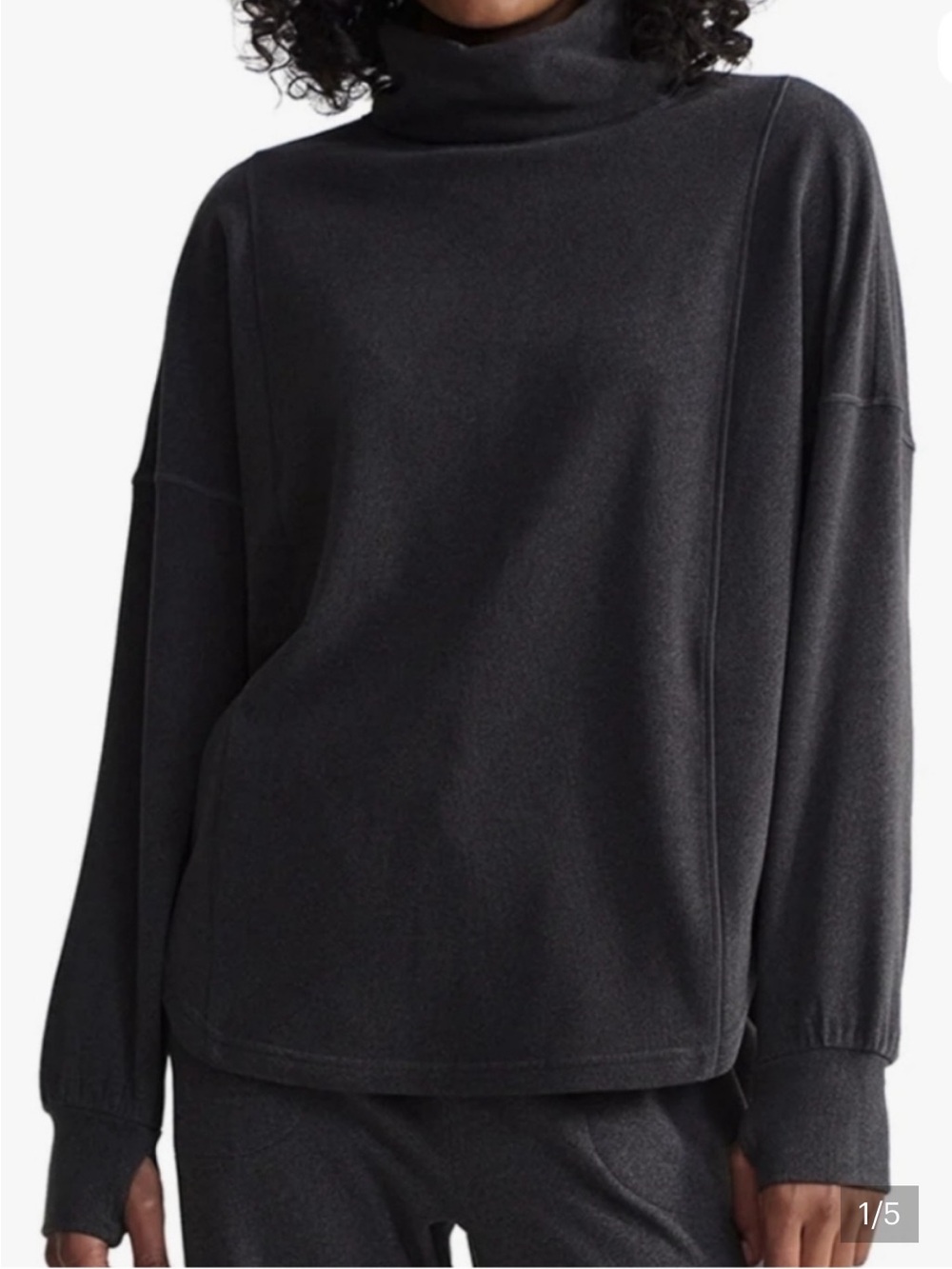 Varley Charcoal Rainer Relaxed Roll-Neck Sweatshirt size small